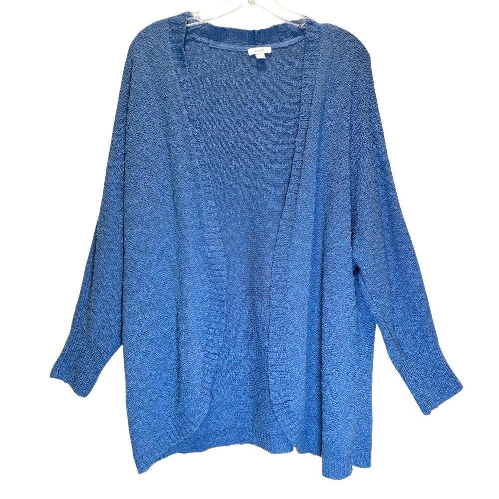 J. Jill Cornflower Blue Open Front Nubby Cotton Blend Cardigan Sweater - Size 2X